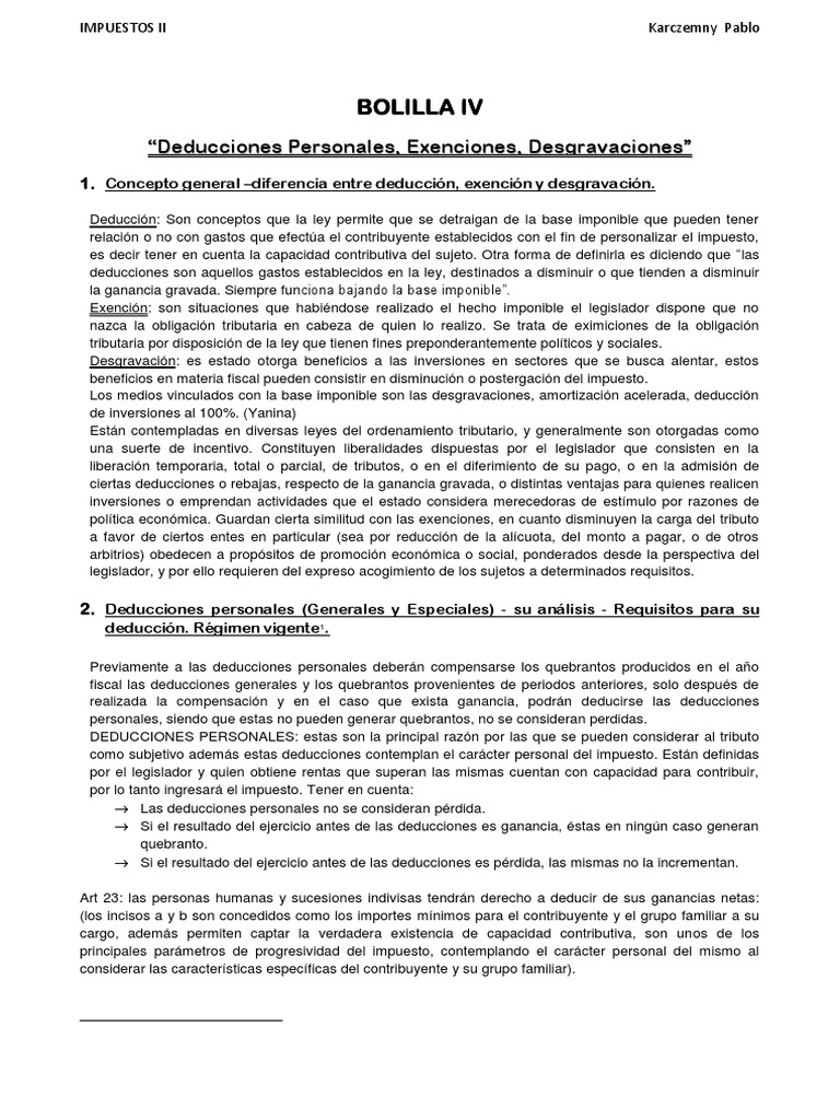 Deducciones y Exenciones Fiscales | PDF | Impuestos | Impuesto sobre la ...