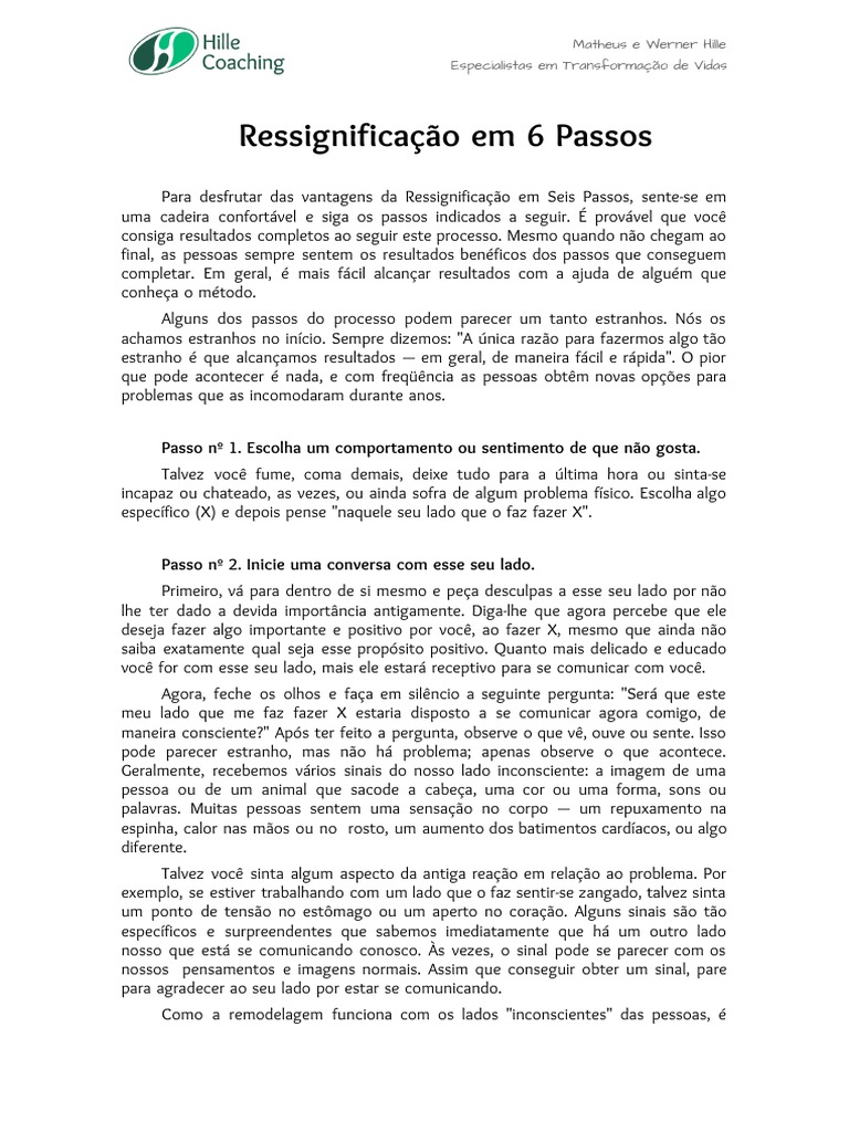 Ressignificação em 6 Passos: Guia Prático | PDF | Intenção | Comunicação