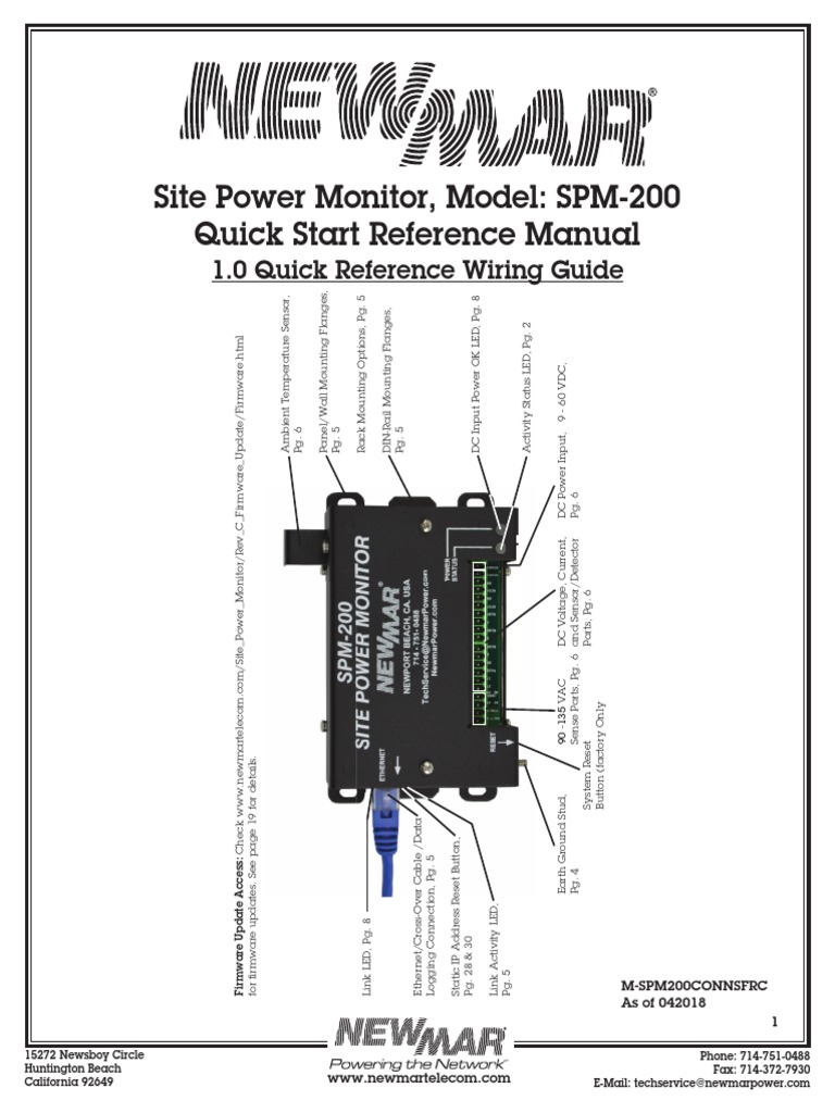 Site power monitor model spm 200 quick start reference manual pdf