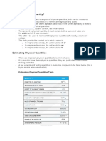 What Is A Physical Quantity?: Estimating Physical Quantities Table