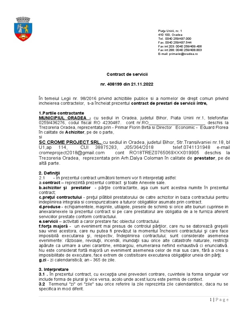 Contract de Prestari de Servicii Consultant Tehnic Extern | PDF