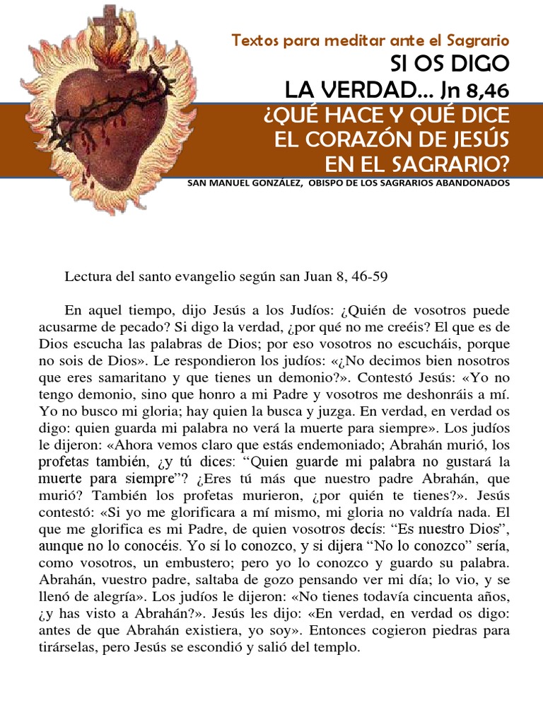 Si Os Digo LA VERDAD JN 8,46: ¿Qué Hace Y Qué Dice El Corazón de Jesús ...