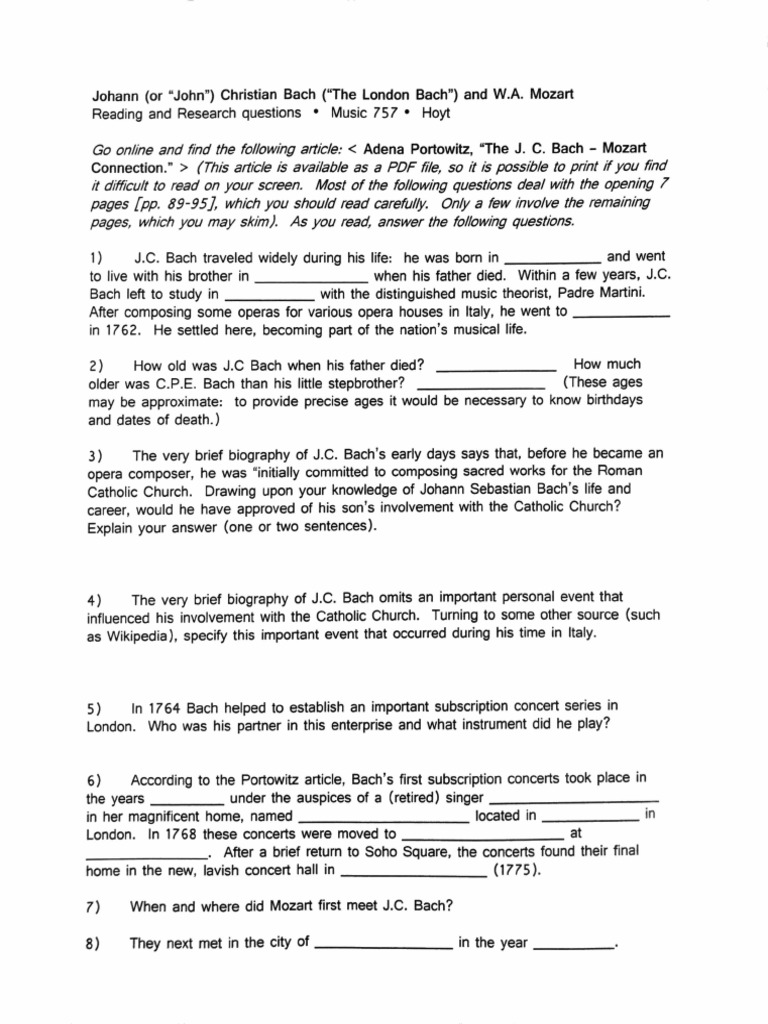 Music 757: Bach & Mozart Study Guide | PDF