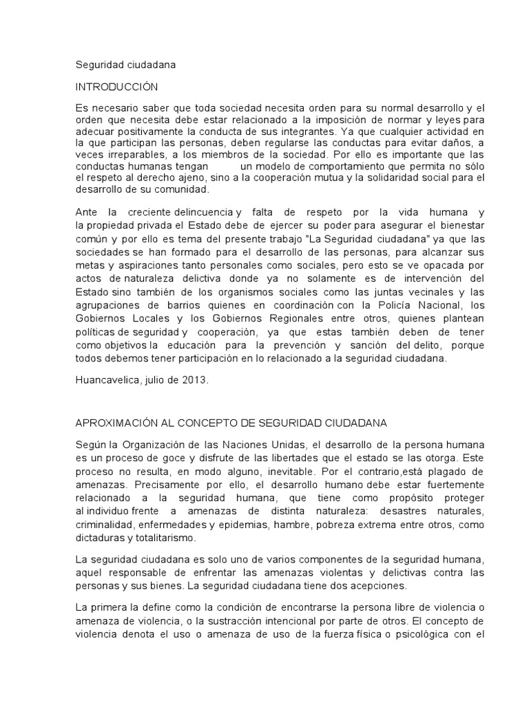 Concepto de Seguridad Ciudadana | PDF | Valores | Violencia