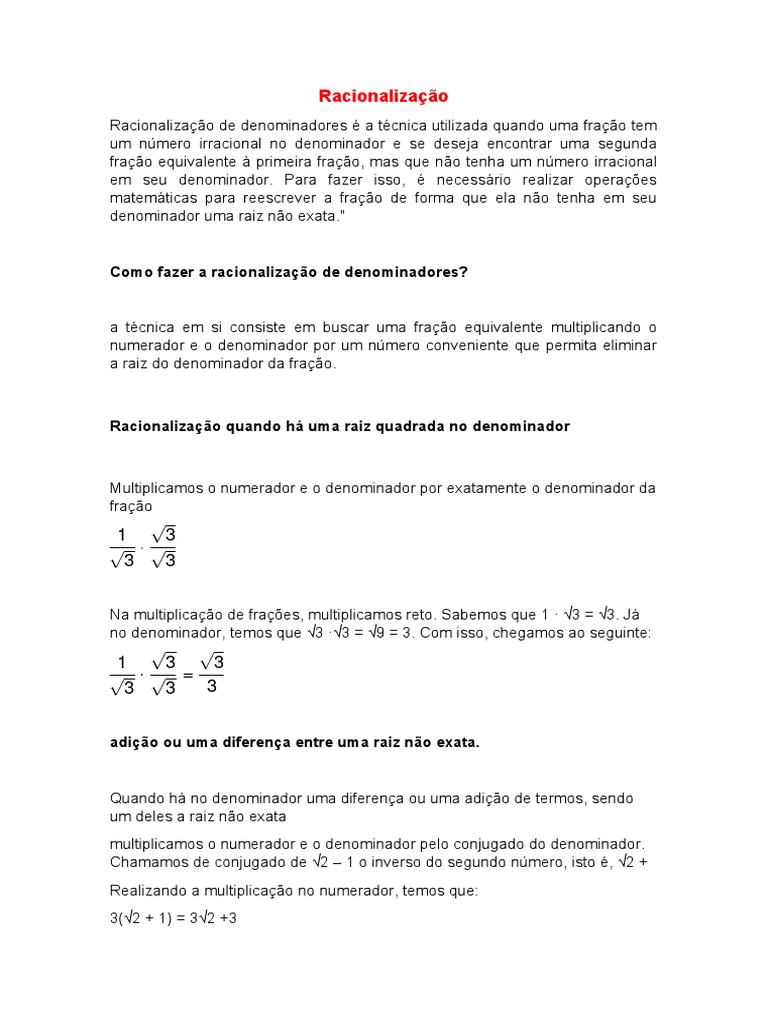 Racionalização | PDF