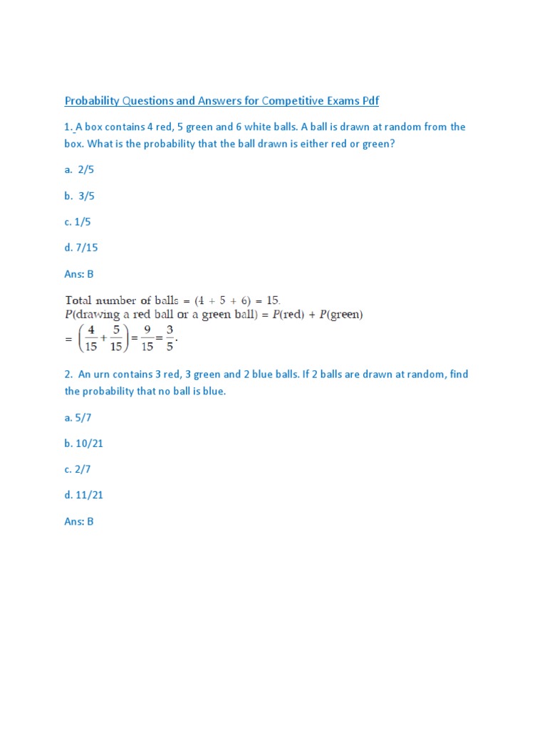 Probability Questions for Competitive Exams | PDF | Probability | Gaming