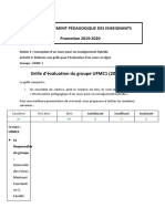 Grille D'évaluation Du Groupe UFMC1 (2019/2020) : Accompagnement Pédagogique Des Enseignants Promotion 2019-2020