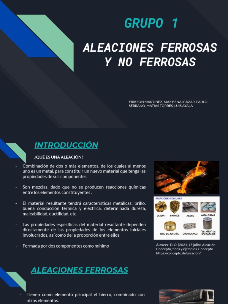 Aleaciones Ferrosas Y No Ferrosas: Grupo 1 | PDF | Hierro fundido ...