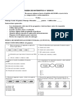 Prueba n1 de Numeros Cuarto Básico.