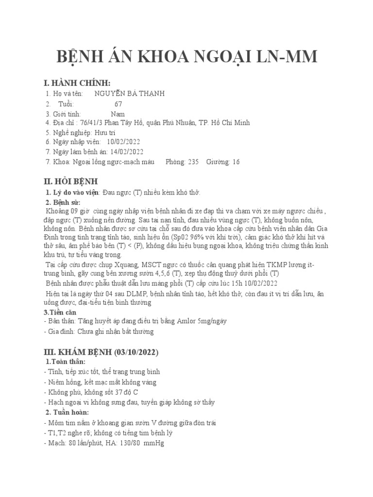 bệnh án TKMP sau TNGT | PDF