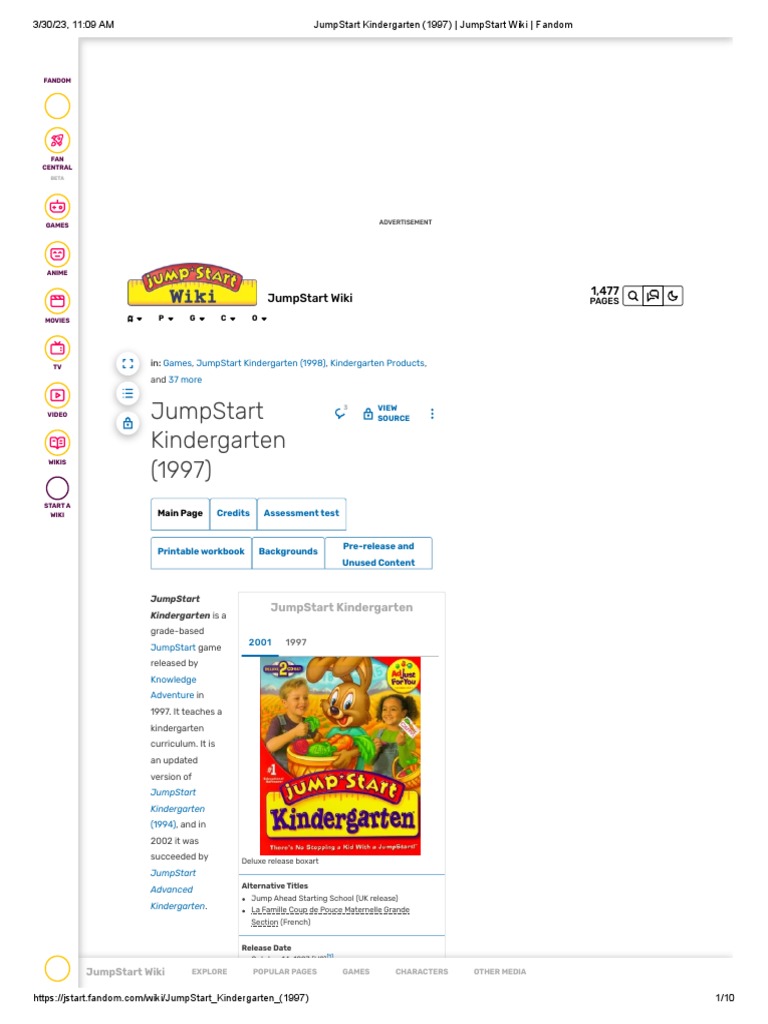 JumpStart Kindergarten (1997) _ JumpStart Wiki _ Fandom PDF