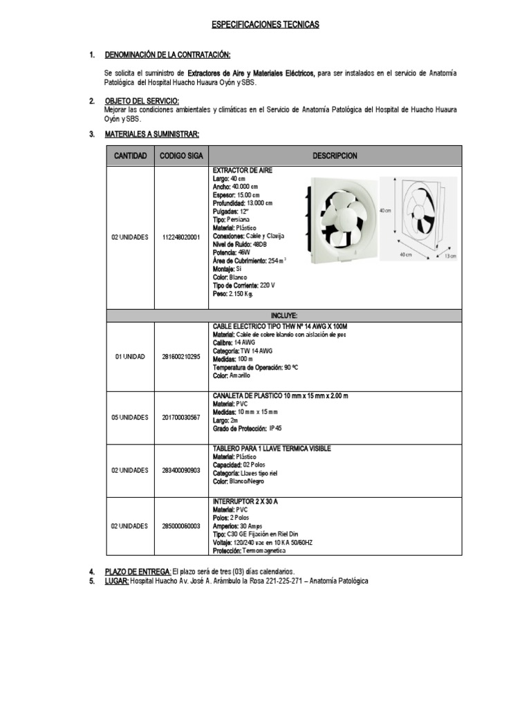 Suministro de Extractores y Materiales Eléctricos | PDF | Ciencia de ...