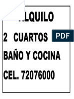 Alquilo: 2 Cuartos Con Baño Y Cocina CEL. 72076000
