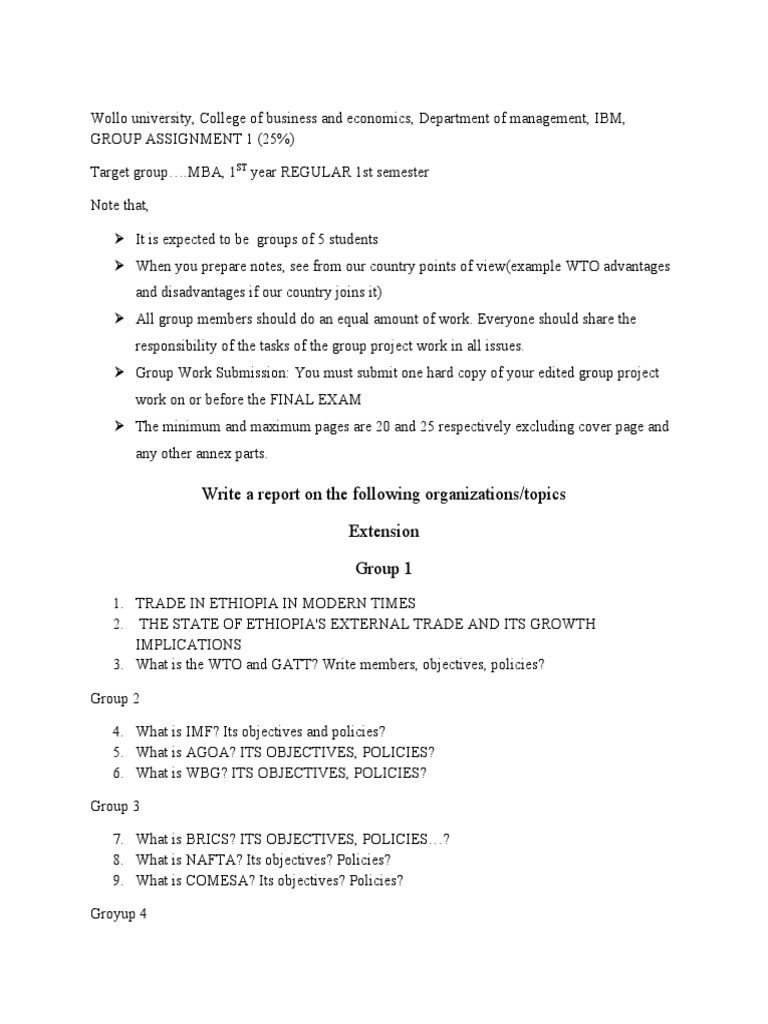 MBA Group Assignment on Trade and Economics | PDF