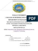 Wollo University Collage of Business and Economics Department of Management