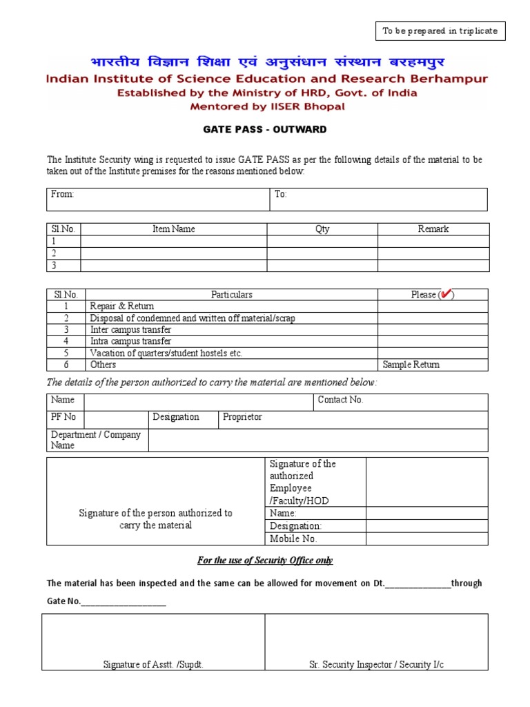 Material Gate Pass Pdf