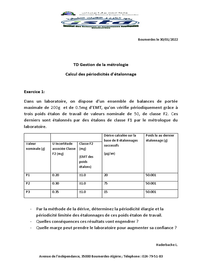 TD Périodicité Méthode de La Dérive | PDF