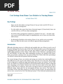 Association On Aging in New York - March 2023 - Cost Savings From Home Care Relative To Nursing Homes