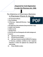 Documents Required For Fresh Registration As Pharmacist Under The Pharmacy Act, 1948