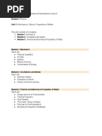 CAPE Physics U1 - Breakdown of Syllabus