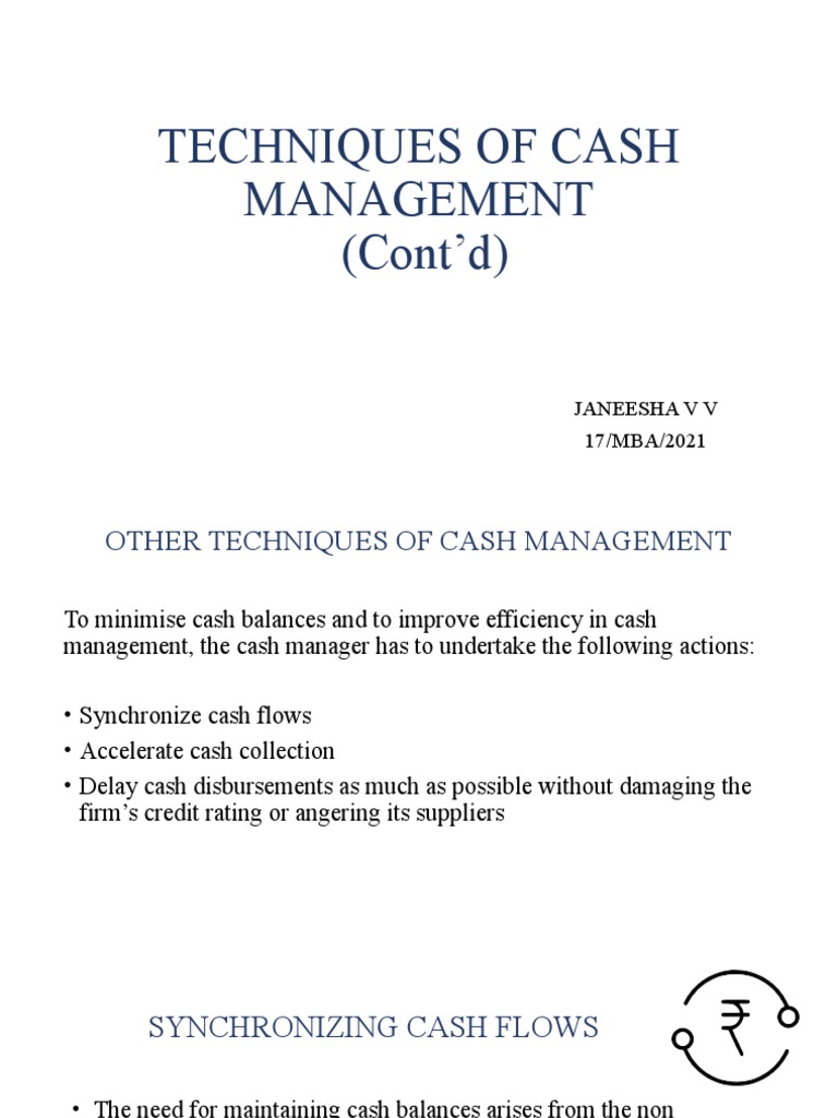 Effective Cash Management Techniques | PDF | Inventory | Cash