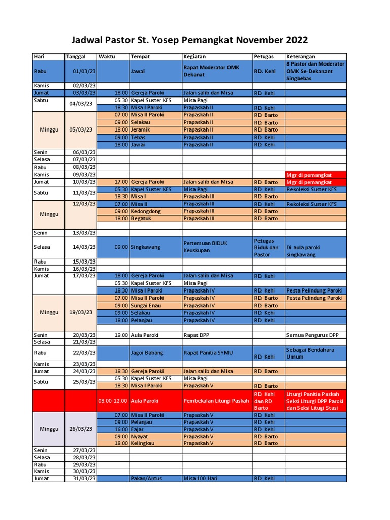 Jadwal Maret 2023 Pdf