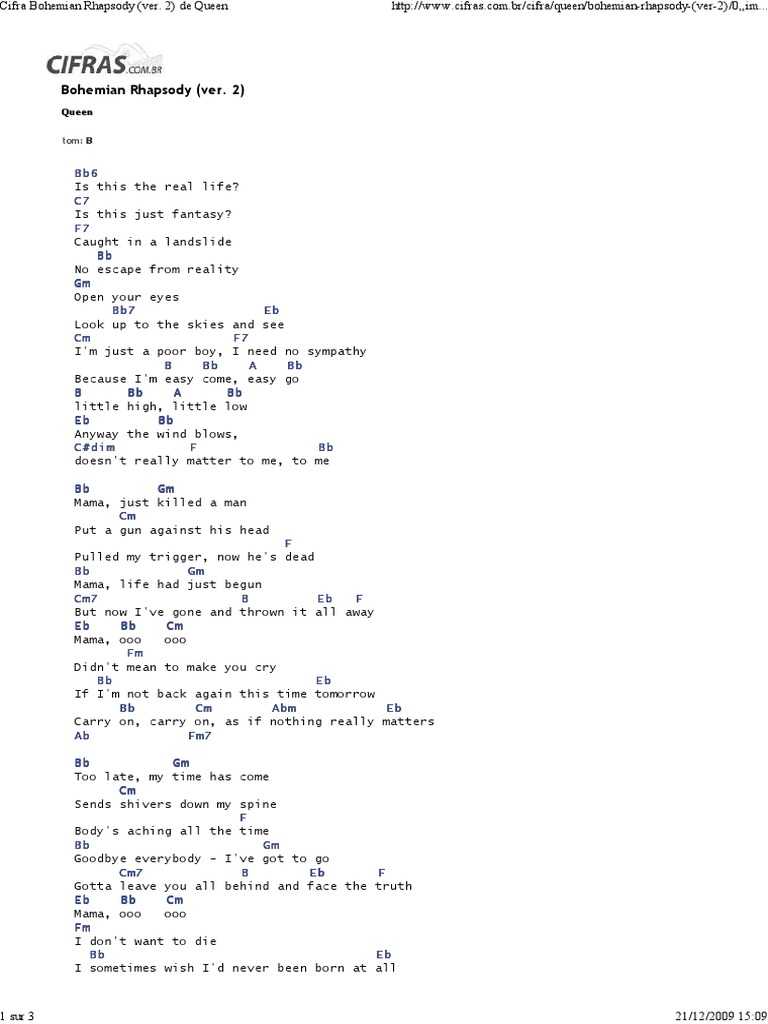 Cifra Bohemian Rhapsody (Ve | PDF