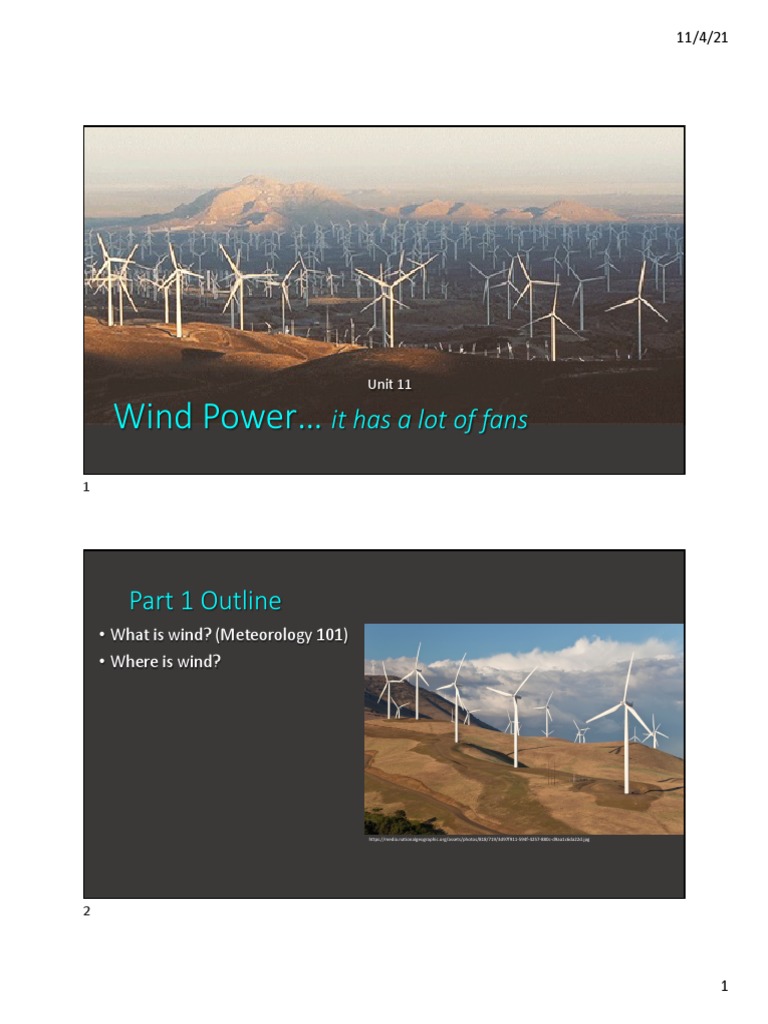 GEO3150 - FA21 - Unit 11 - Wind, PDF, Wind Power