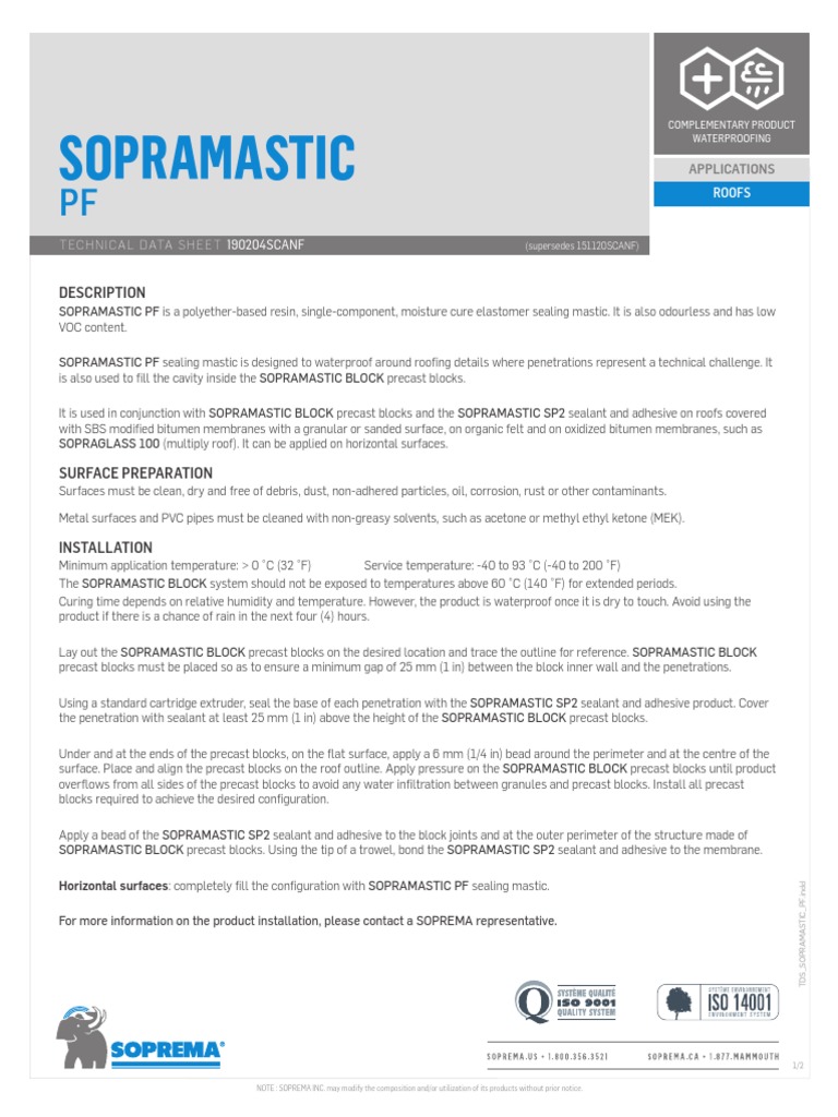 Sopramastic: Description | PDF | Asphalt | Adhesive
