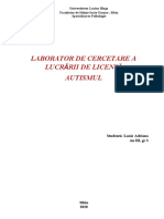 Laborator de Cercetare A Lucrării de Licență Autismul