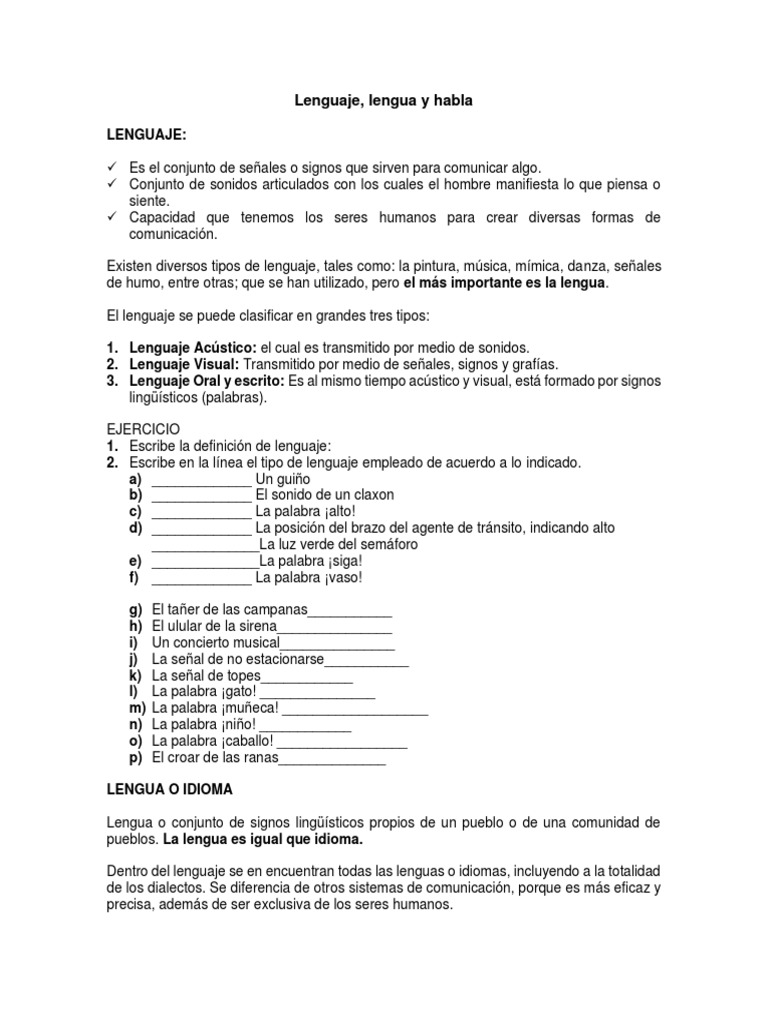 Definición y tipos de lenguaje | PDF | Comunicación | Dialecto