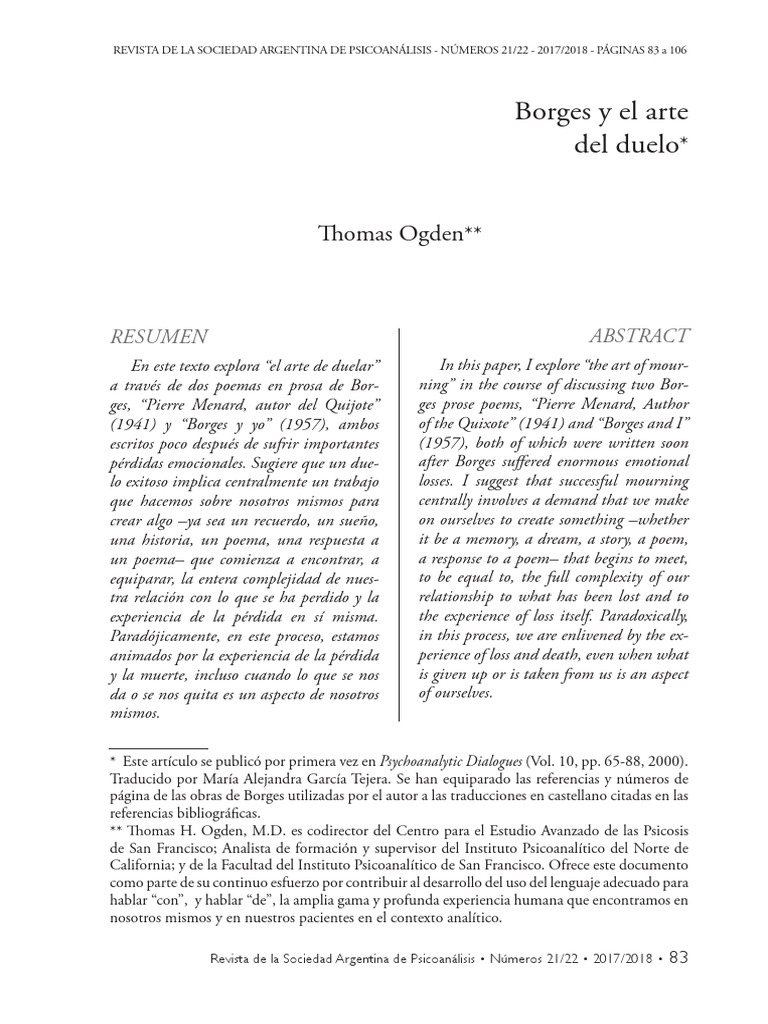 Borges y el arte de duelar | PDF | Don Quijote | Experiencia