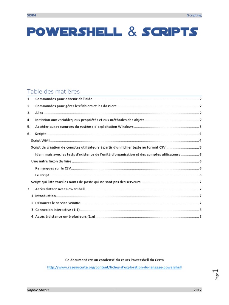 Guide Pratique de PowerShell 2017 | PDF | Fichier texte | Fichier ...