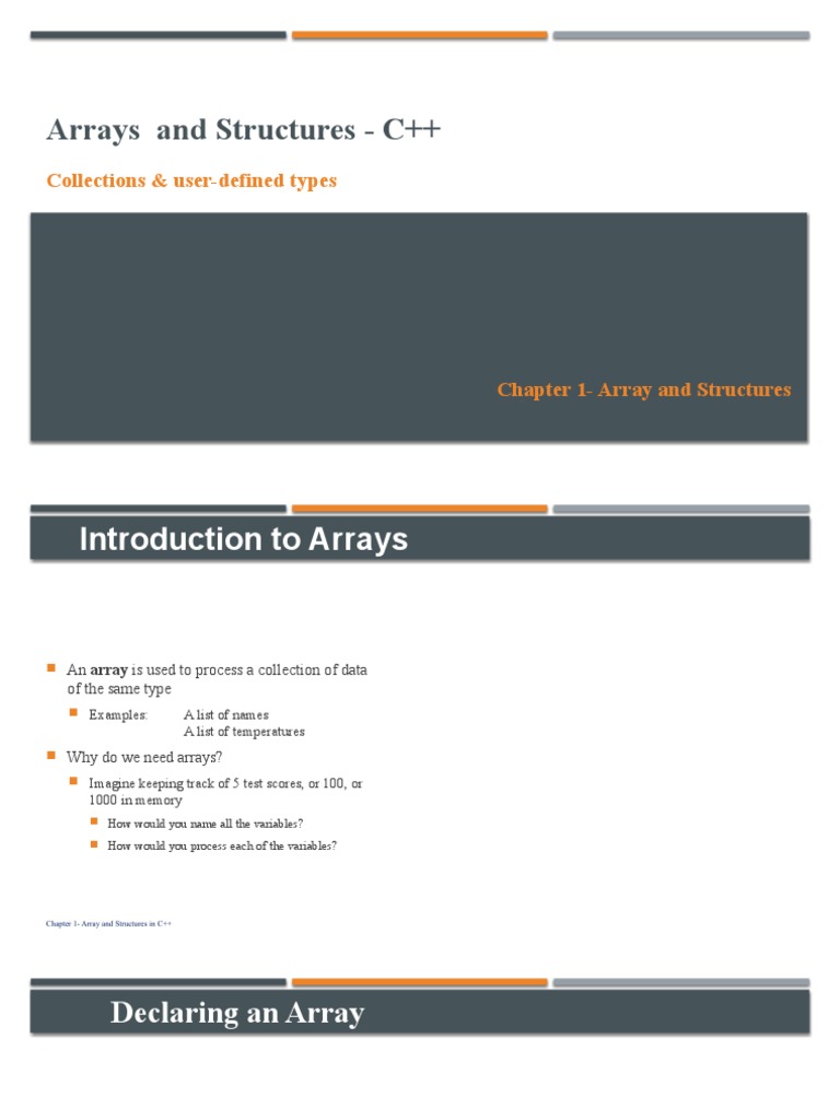 Arrays and Structures in CPP | PDF | C++ | Integer (Computer Science)