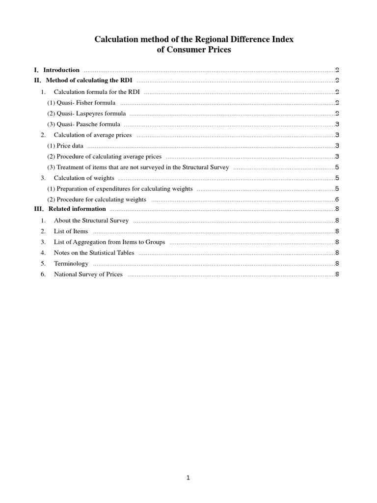 Calculation Method of The Regional Difference Index of Consumer Prices