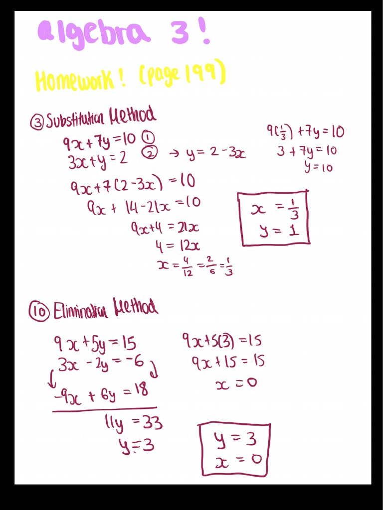 Algebra 3 Simultaneous Equations Pdf