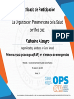 Primera Ayuda Psicológica (PAP) en El Manejo de Emergencias-Certificado Del Curso 2703882