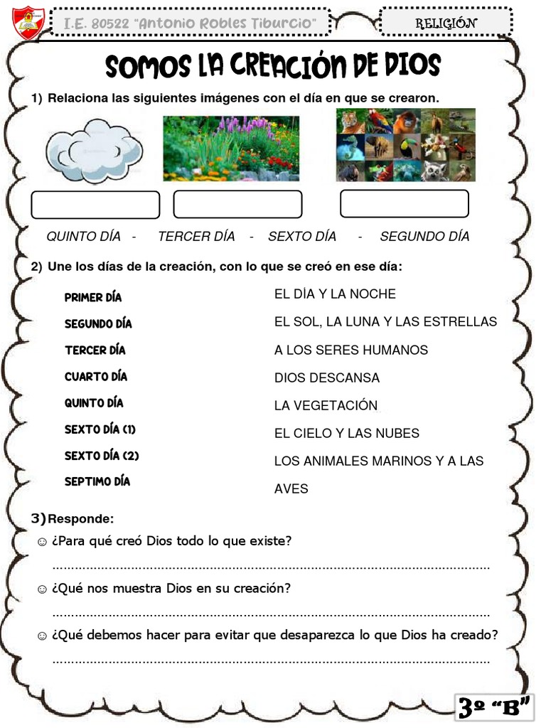Actividades sobre la Creación de Dios | PDF