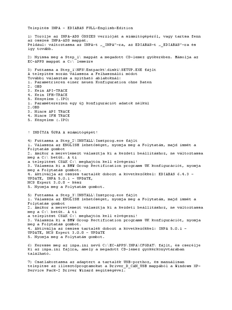 Telepítés INPA | PDF