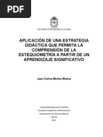 Aplicación de Una Estrategia Didáctica Que Permita La Comprensión de La Estequiometría A Partir de Un Aprendizaje Significativo
