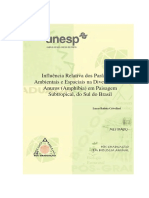 Influência Relativa Dos Parâmetros Ambientais e Espaciais Na Diversidade de Anuros (Amphibia) em Paisagem Subtropical, Do Sul Do Brasil