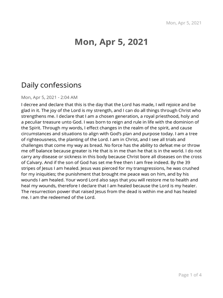 Daily Confessions Mar 30 - 23 - 32 | PDF | Glory (Religion) | Jesus