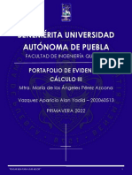 Benemérita Universidad Autónoma de Puebla: Portafolio de Evidencias Cálculo Iii