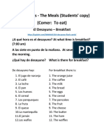 The Meals - Las Comidas Copy For Students