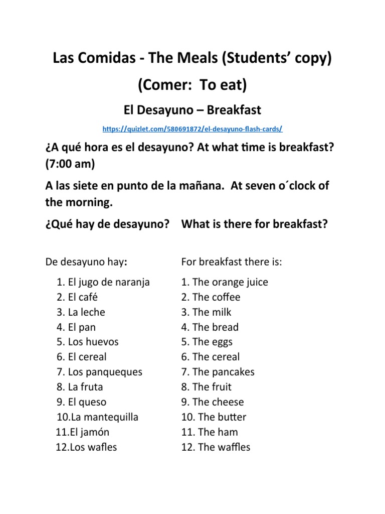 Comidas: Desayuno, Almuerzo y Cena | PDF | Tortita | Preparación de ...