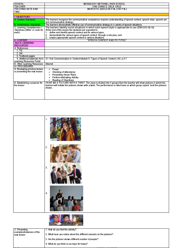Understanding Speech Context Types | PDF | Communication | Learning