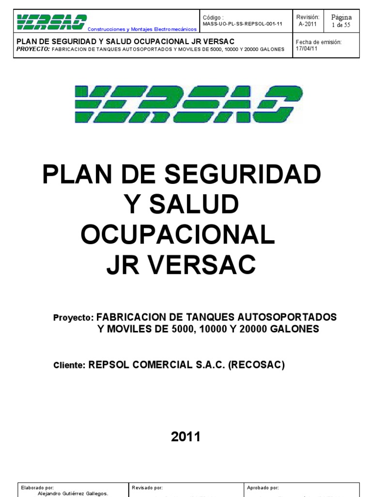 Plan de Seguridad y Salud Ocupacional | PDF | La seguridad | Planificación