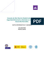 Consulta de Alto Nivel de Madrid Sobre Hambre, Seguridad Alimentaria y Nutrición en El Marco de Desarrollo Post-2015