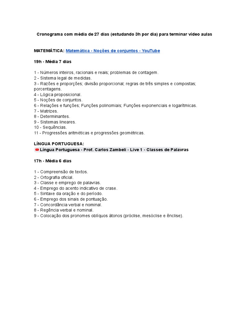 Cronograma de Estudos para Concursos BB | PDF | Juros | Microsoft