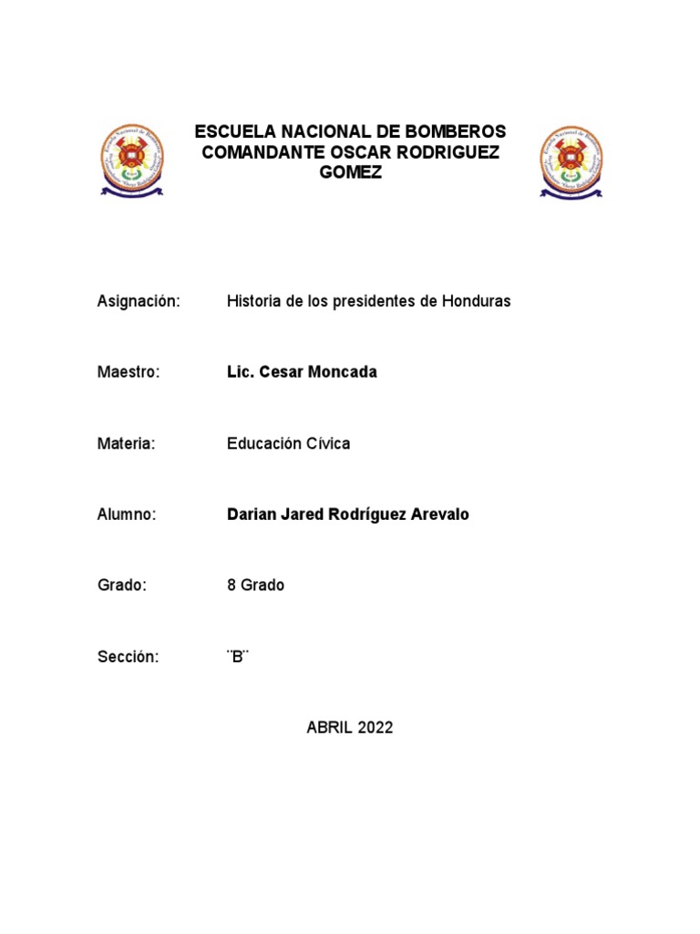 HISTORIA de Los PRESIDENTES de HONDURAS PDF Titulares de cargos